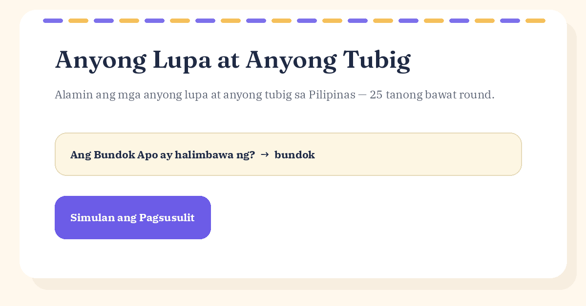 Mga anyong lupa at anyong tubig