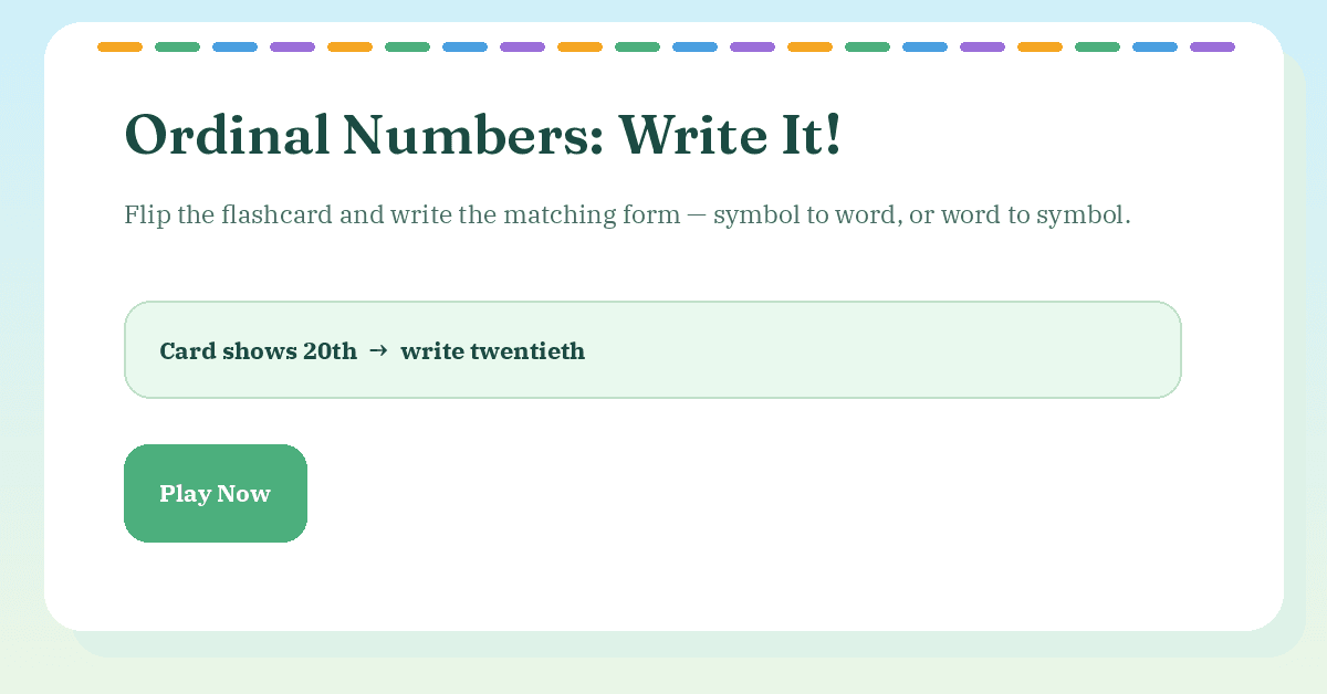 Ordinal Numbers: Write It!